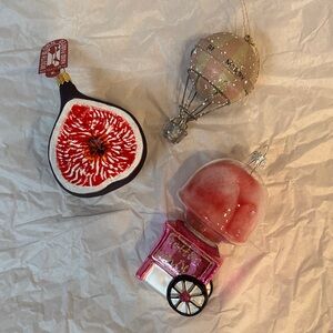 Festive Ornament Set - Fig, Hot Air Balloon, and Cotton Candy Cart